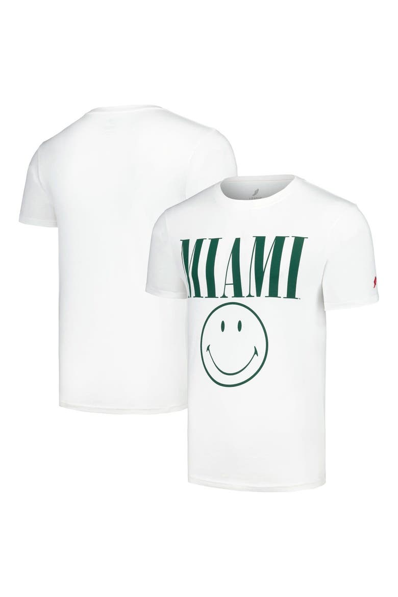 Men's League Collegiate Wear White Miami Hurricanes Smiley All American T-Shirt, Main, color, White