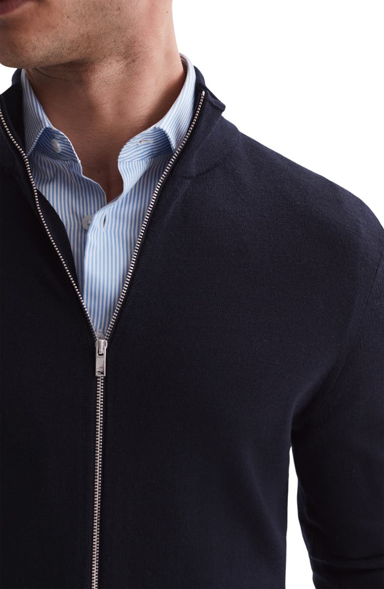 Reiss Hampshire Wool Zip Cardigan, Alternate, color, Navy