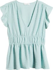 Loveappella Flutter Sleeve Empire Waist Top