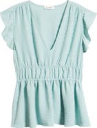 Loveappella Flutter Sleeve Empire Waist Top
