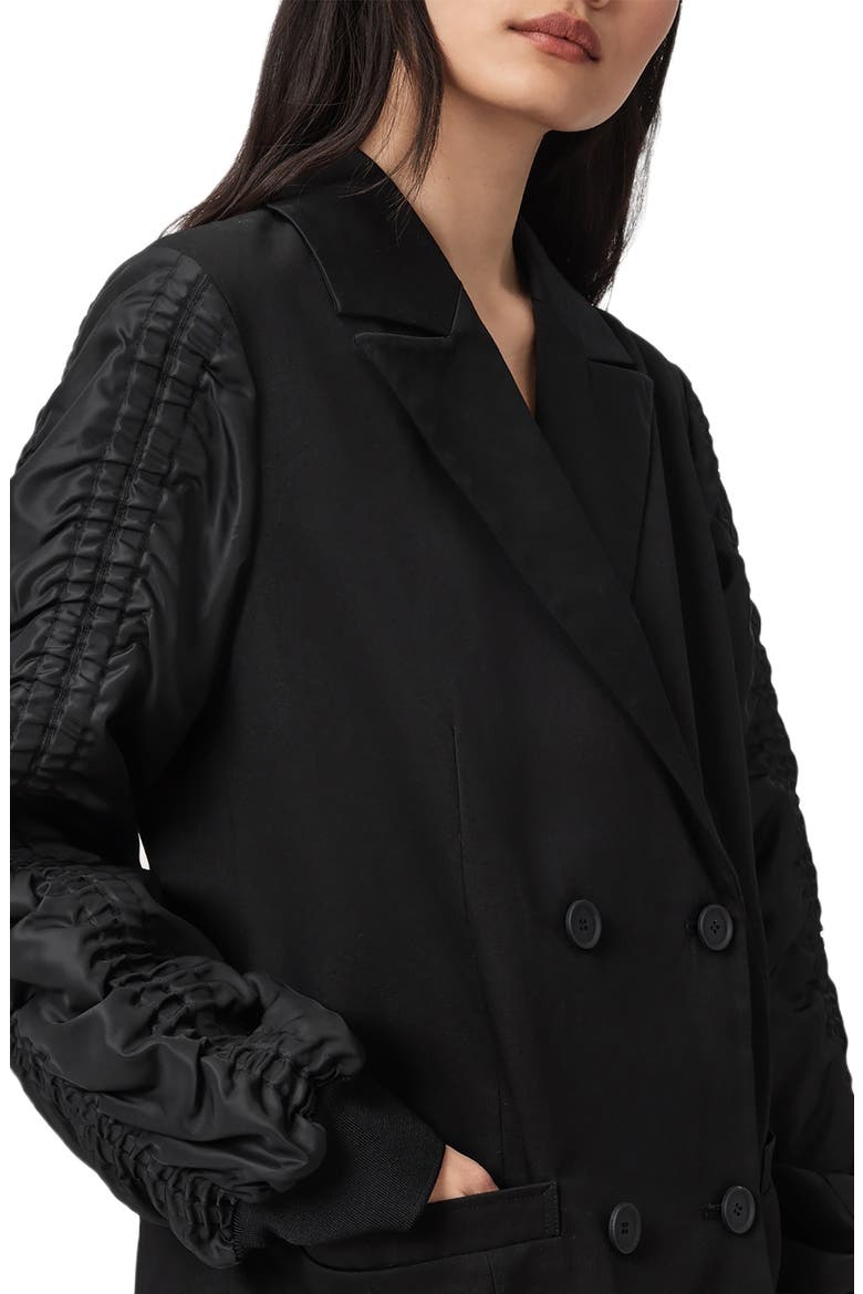 Lorna Ruched Sleeve Cotton Jacket, Alternate, color, BLACK