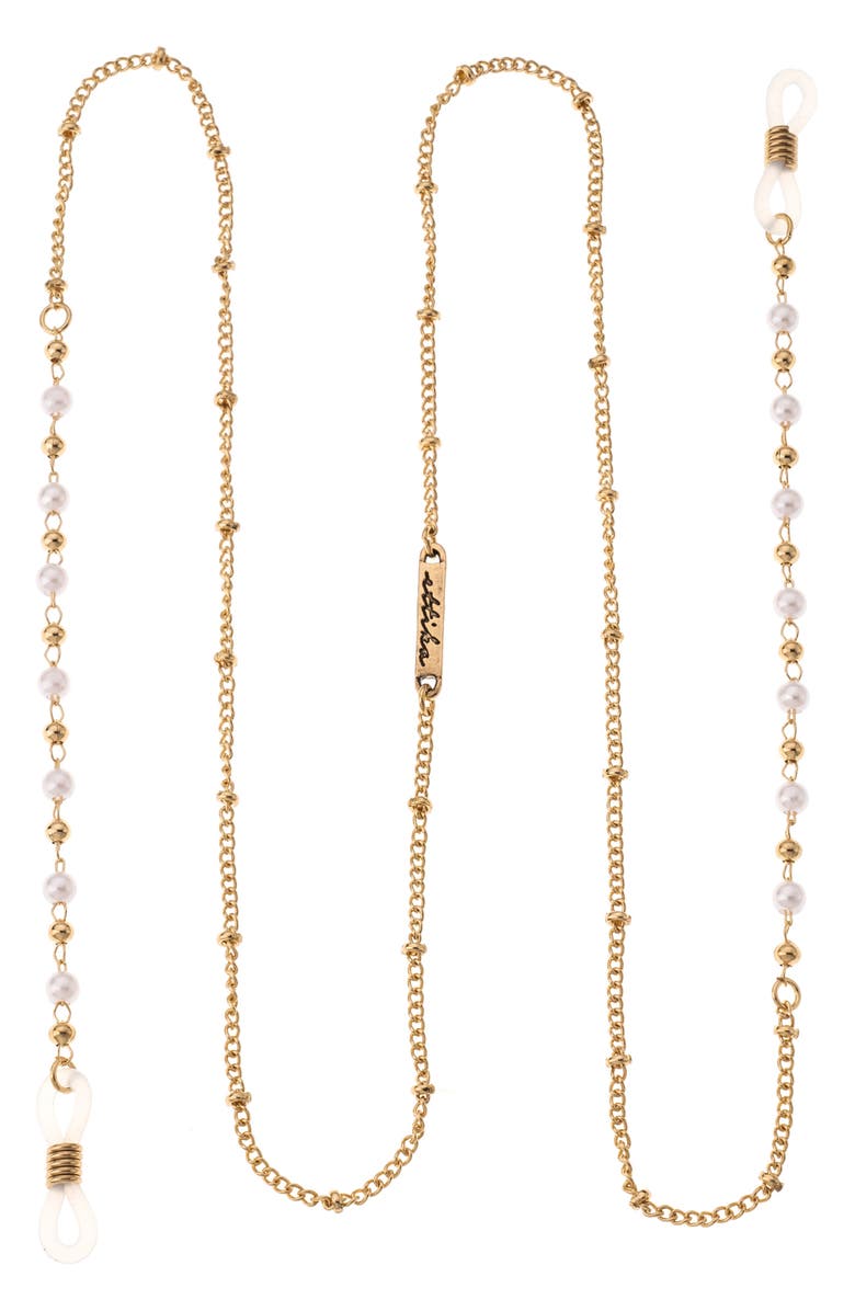 Ettika Imitation Pearl Eyeglass Chain, Main, color,
