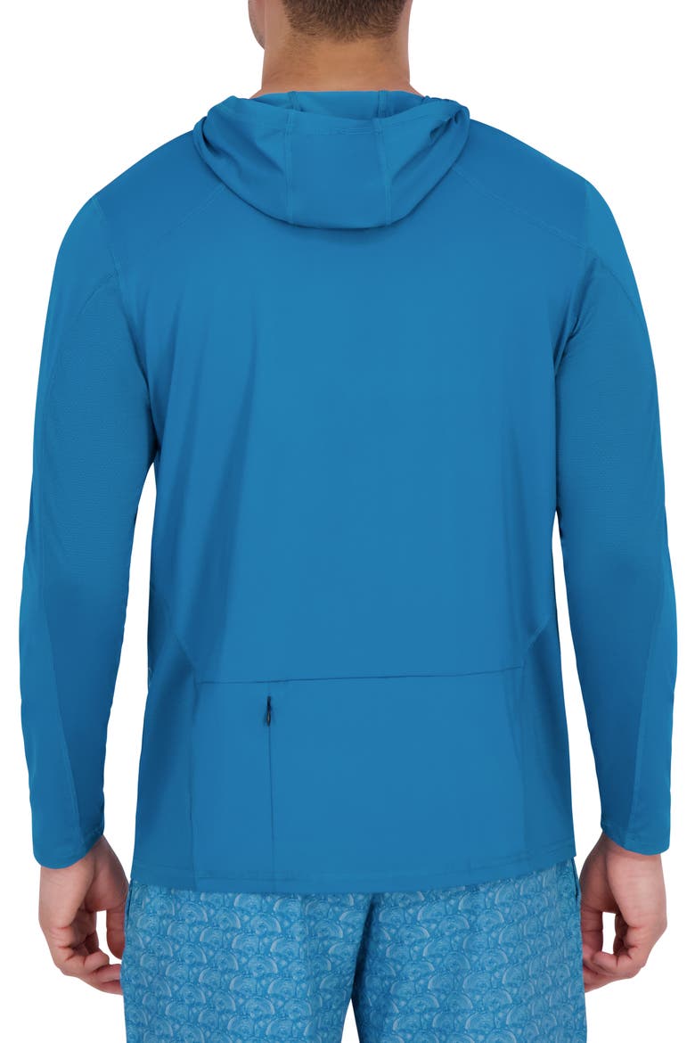 Textured Piecing Long Sleeve Hooded Rashguard, Alternate, color, SWELL