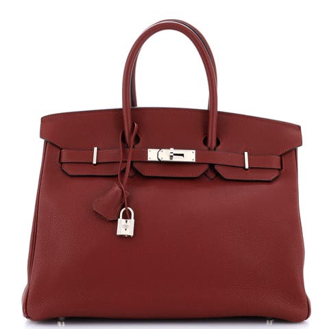 Birkin Handbag Red Togo with Palladium Hardware 35