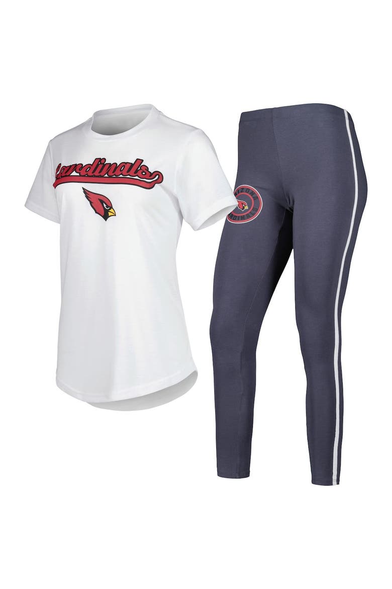 Women's Concepts Sport White/Charcoal Arizona Cardinals Sonata T-Shirt & Leggings Sleep Set, Main, color, White