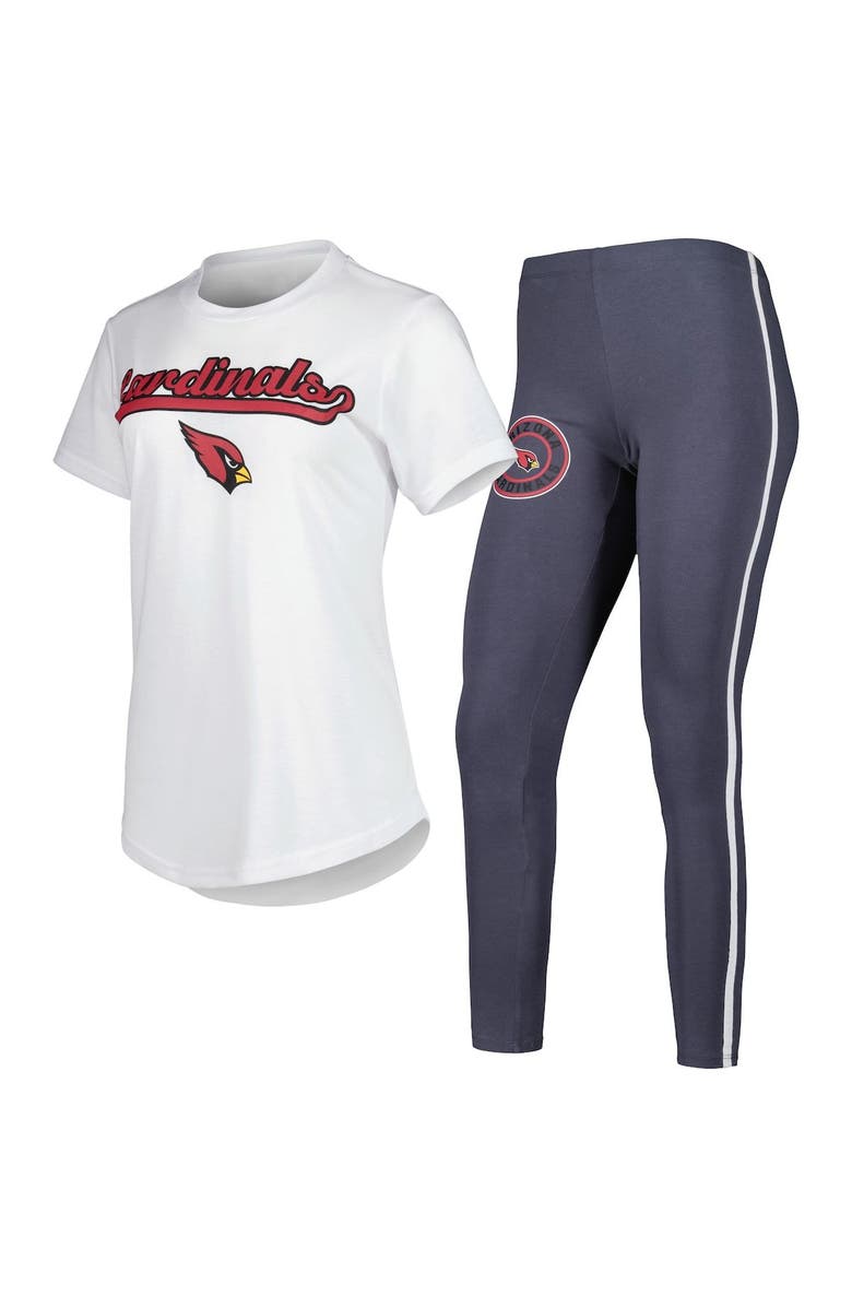 CONCEPTS SPORT Women's Concepts Sport White/Charcoal Arizona Cardinals Sonata T-Shirt & Leggings Sleep Set, Main, color, White