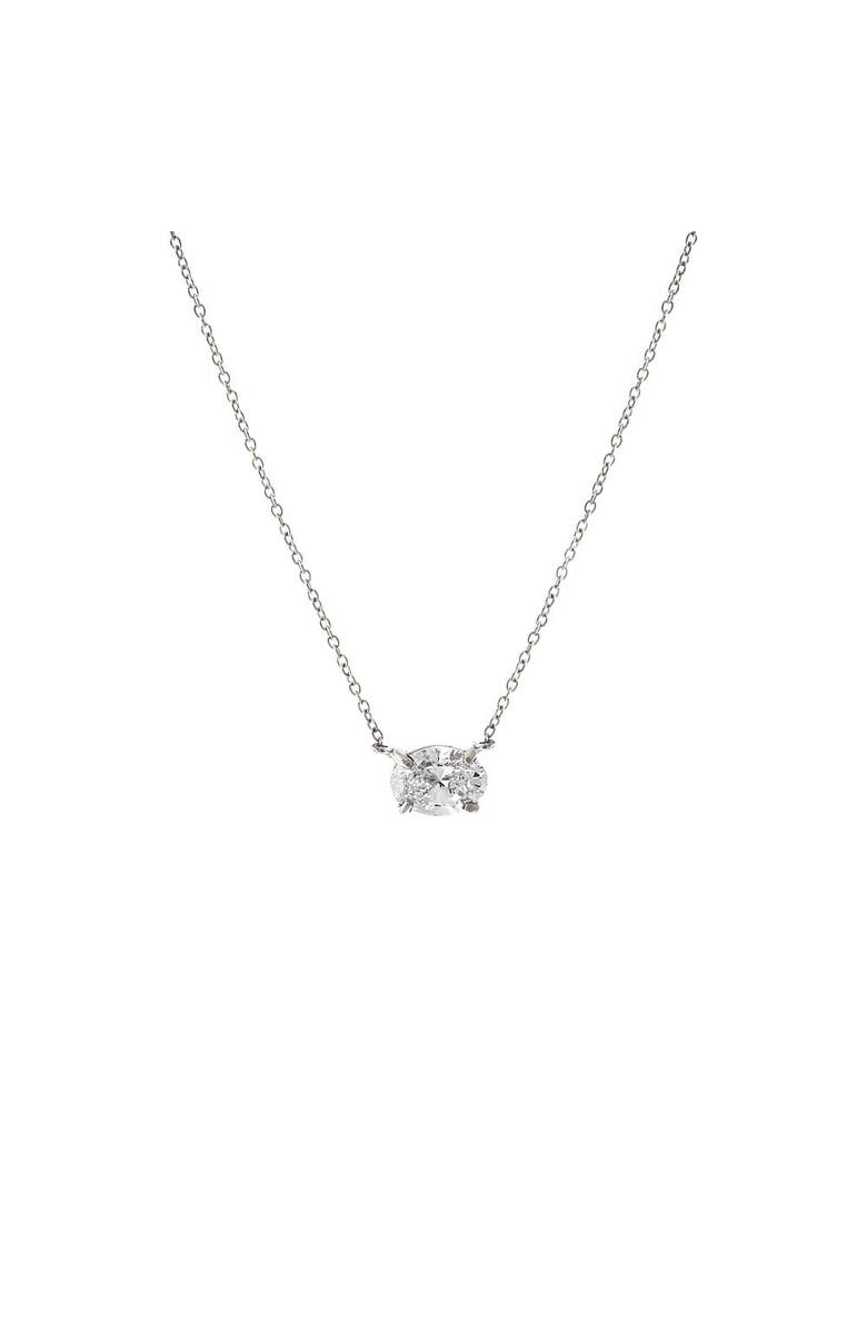 BY ADINA EDEN Lab Grown Diamond Oval Solitaire Necklace 14K, Main, color, 14K White Gold - 2 Carat