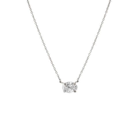 Lab Grown Diamond Oval Solitaire Necklace 14K