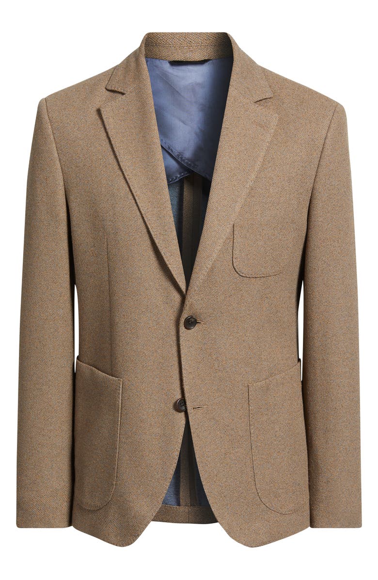 Nordstrom Henrik Trim Fit Brown Knit Cotton Blend Sport Coat, Alternate, color, Brown Kiwi Textured Knit