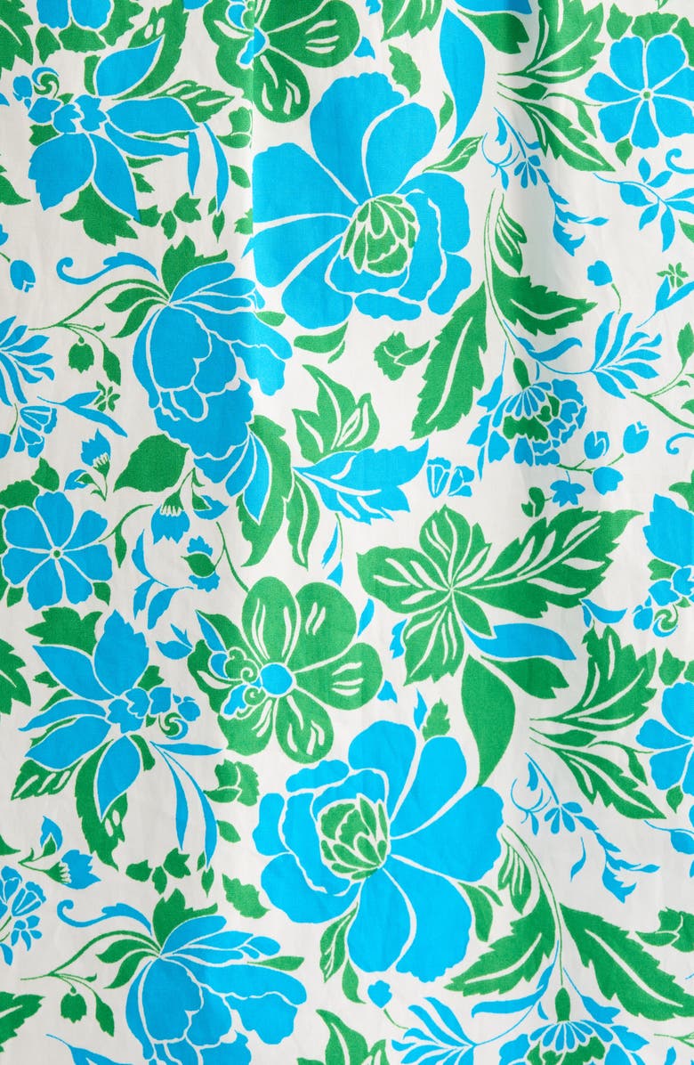 SUGARLIPS Bivore Patma Floral Mock Neck Button-Up Top, Alternate, color, Blue-Green-White