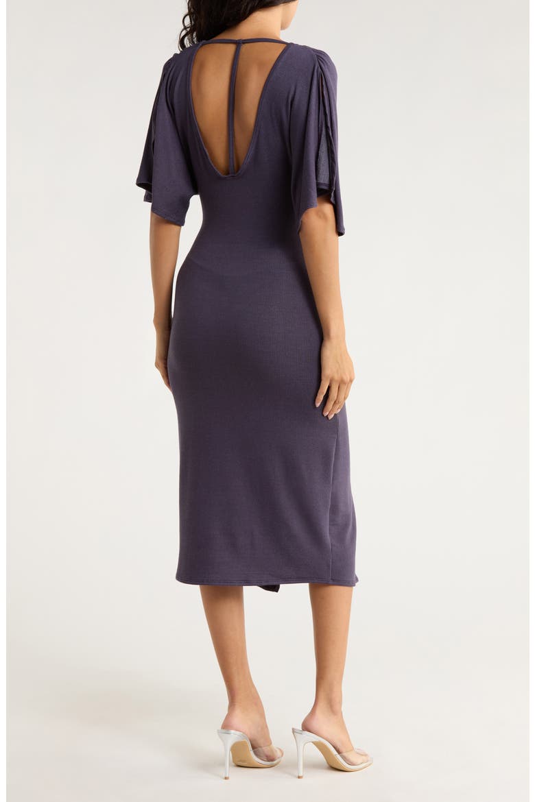 Flutter Sleeve Midi Dress, Alternate, color, DEJA BLUE