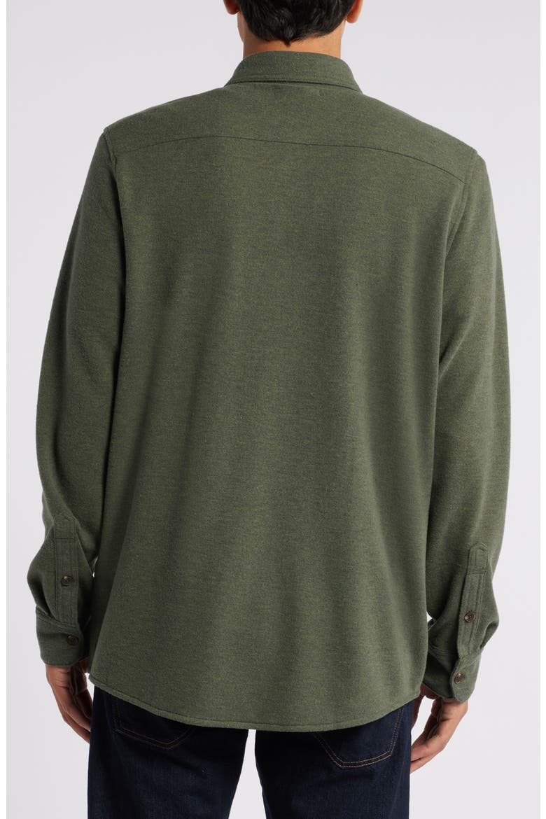 Knit Button-Up Shirt, Alternate, color, OLIVE NIGHT HEATHER