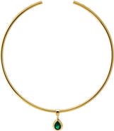 BY ADINA EDEN Colored CZ Pear Bezel / Solid Tube Open Collar Pendant Necklace
