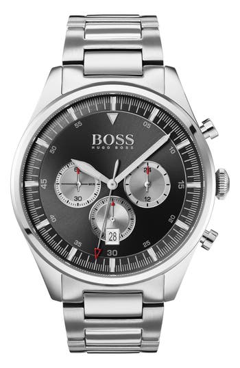 Hugo Boss Boss Pioneer Chronograph Bracelet Watch, 44mm In Silver/black/silver