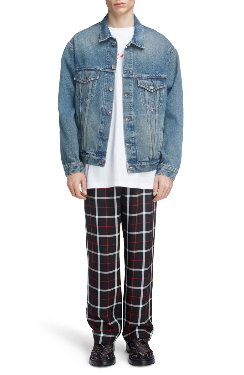 Balenciaga Big Fit Denim Trucker Jacket, Alternate, color,