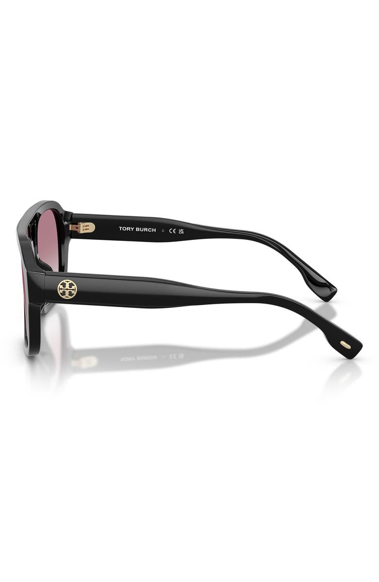 Tory Burch 53mm Gradient Pilot Sunglasses, Alternate, color, Black / Grey Violet