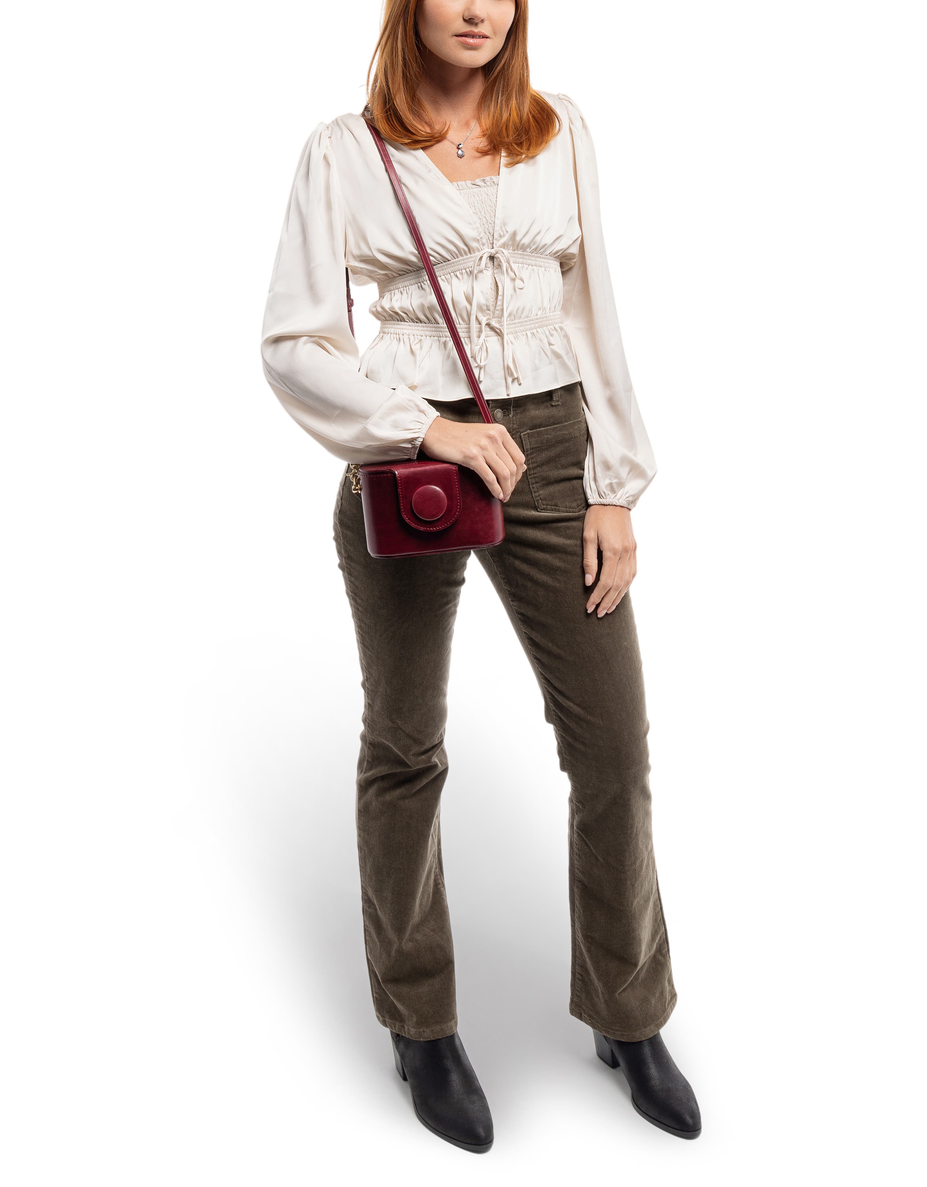 Begonia Genuine Leather Vintage Case Crossbody, Alternate, color, Maroon