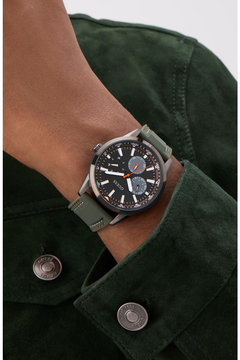 Peak Multifunction Silicone Strap Watch, 44mm, Alternate, color, GREEN