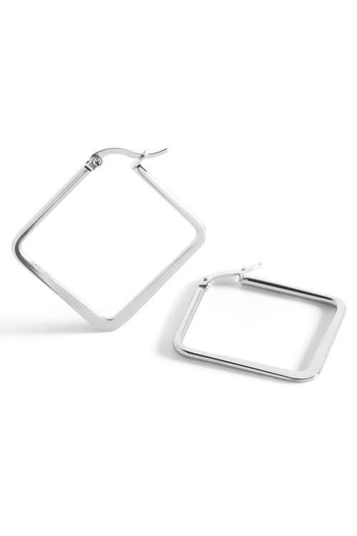 Mint & Lily Geometric Girl Boss Hoop Earrings In Silver