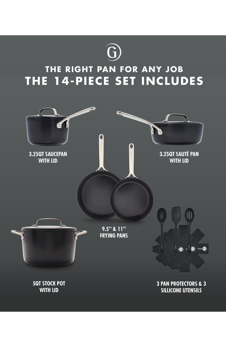 GreenPan GP5 Infinite8 Healthy Ceramic Nonstick 14-Piece Cookware Set, Alternate, color,
