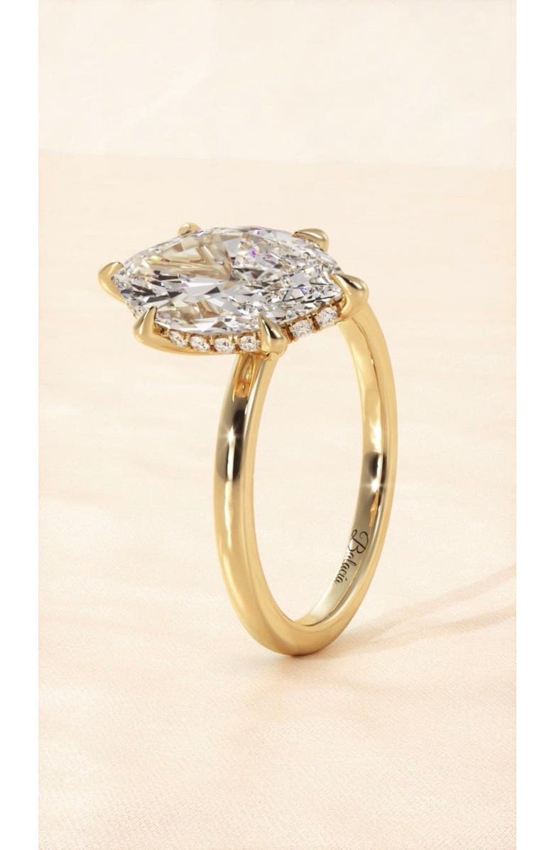 Balacia Marquise Diamond Solitaire Hidden Halo Engagement Ring, Alternate, color, Yellow Gold