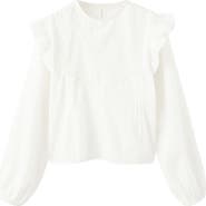 MANGO TEEN Lace & Ruffle Detail Cotton Top