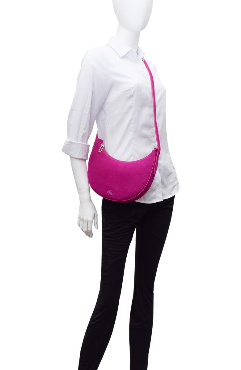 New Amsterdam Leatherworks Silas Suede Crossbody Bag, Alternate, color, Hot Fuchsia