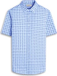 Bugatchi Miles OoohCotton® Windowpane Short Sleeve Button-Up Shirt