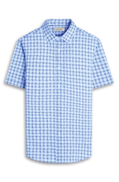 Bugatchi Miles Ooohcotton® Windowpane Short Sleeve Button-up Shirt In Ice