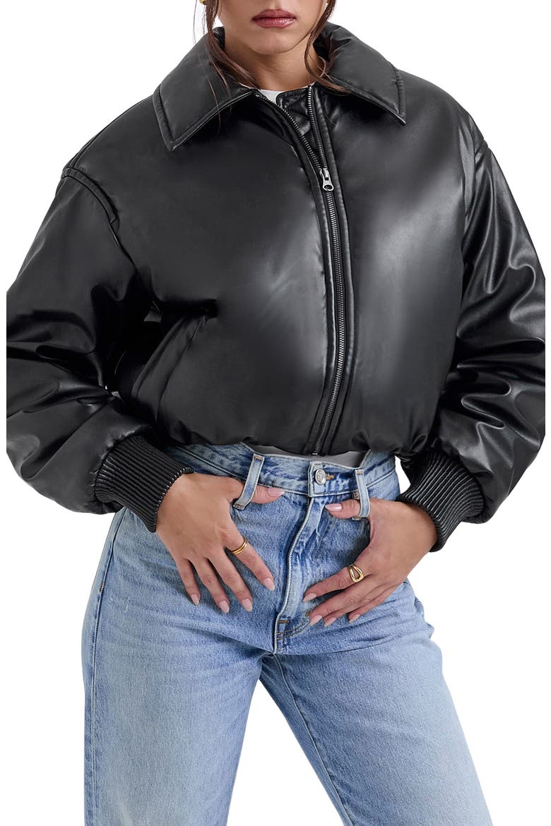Sante Faux Leather Bomber Jacket, Main, color, BLACK