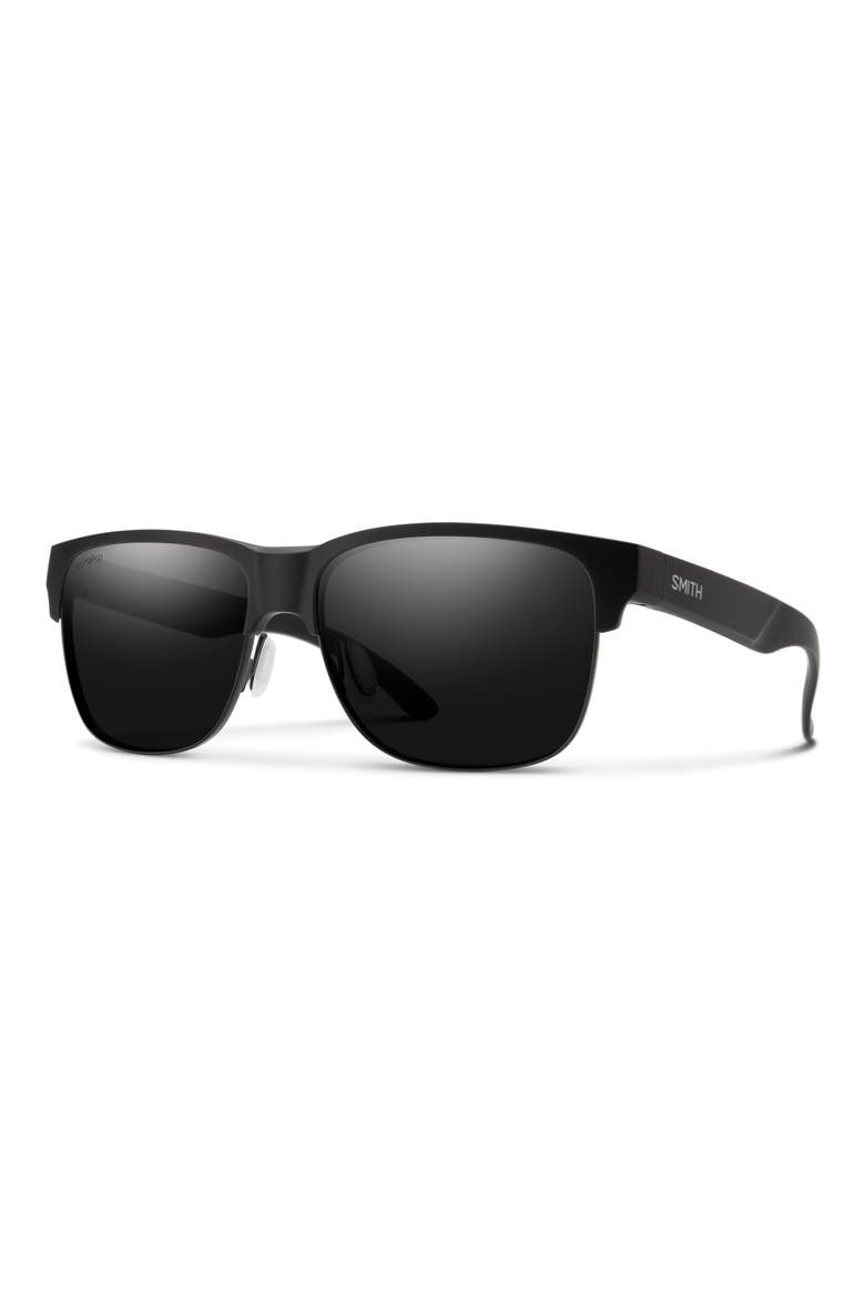 Lowdown 56mm ChromaPop Polarized Browline Sunglasses, Alternate, color, MATTE BLACK / BLACK