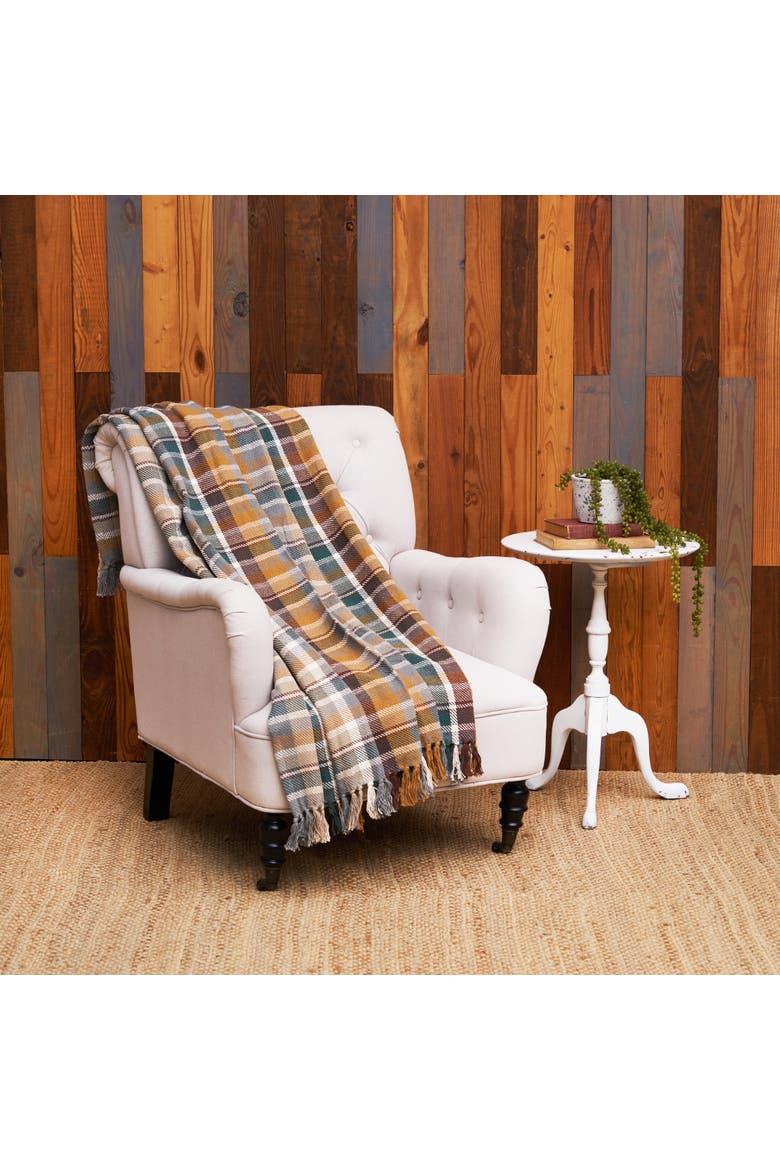 Aspen Plaid 100% Cotton Accent Throw Blanket 50" x 60", Alternate, color, Brown