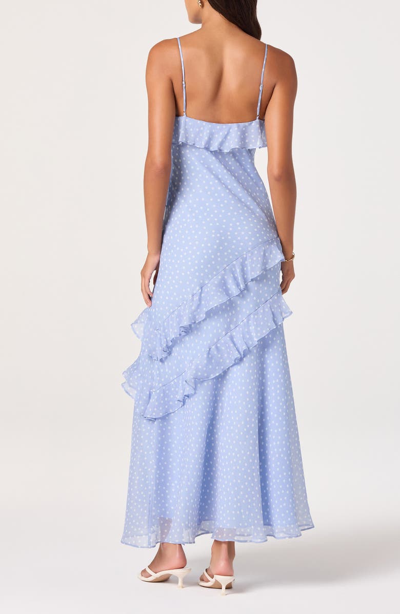 ASTR the Label Amiya Ruffle Maxi Dress, Alternate, color, Blue Polka Dot