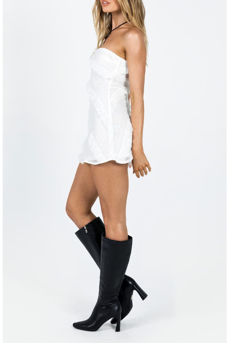 Lars Ruffle Strapless Minidress, Alternate, color, WHITE