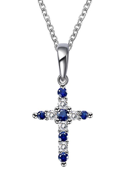 Birthstone Cross Pendant Necklace
