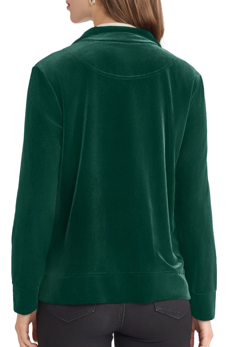 Jones New York Velour Jacket, Alternate, color, Dk Forest Green