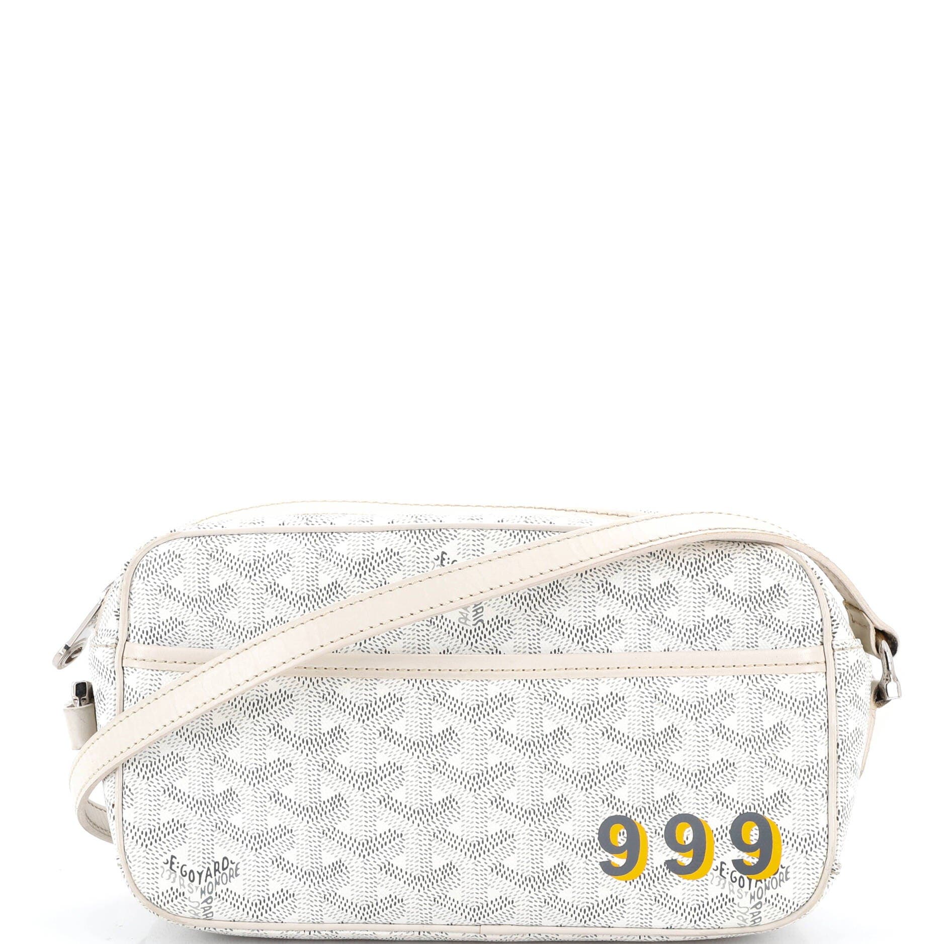 Pre-Owned Goyard Cap Vert Bag Printed Coated Canvas, Main, color, White