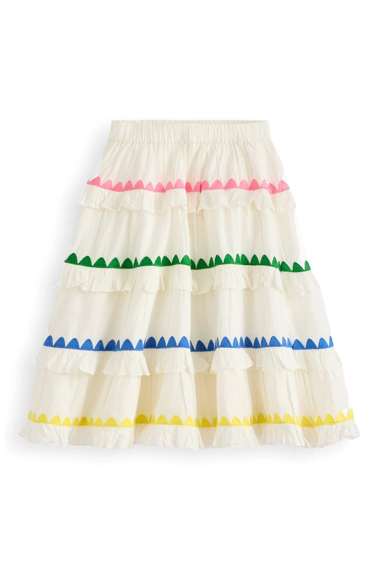 Kids' Cotton Tiered Midi Skirt, Main, color, SOFT IVORY RAINBOW