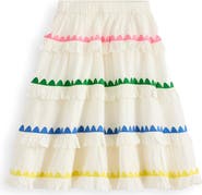 Mini Boden Kids' Cotton Tiered Midi Skirt