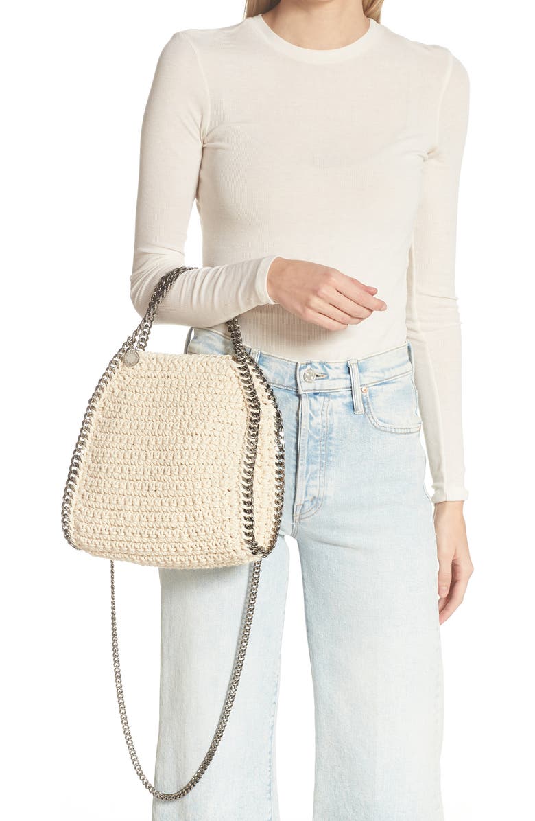 Stella McCartney Mini Falabella Crocheted Cotton Tote, Alternate, color,
