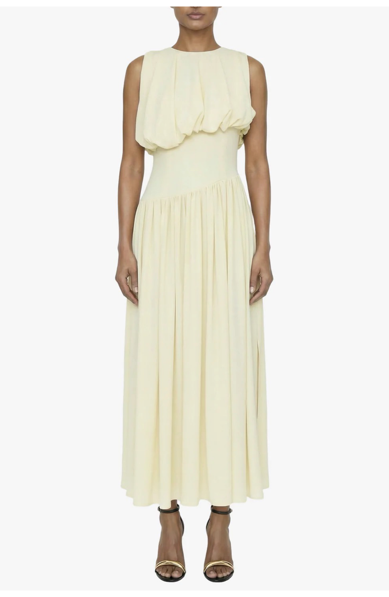 Elexiay Diana Sleeveless Gathered Pleated Drop Waist Dress, Main, color, Buttermilk