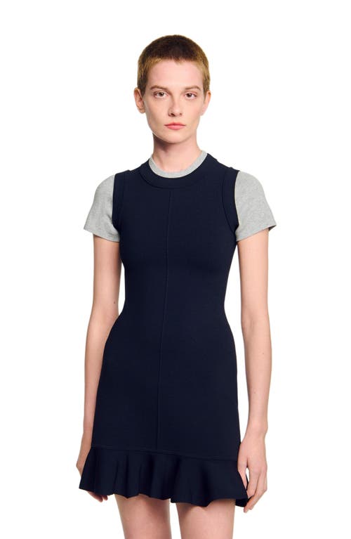 Sandro 2-in-1 Short Knit Dress In Blue