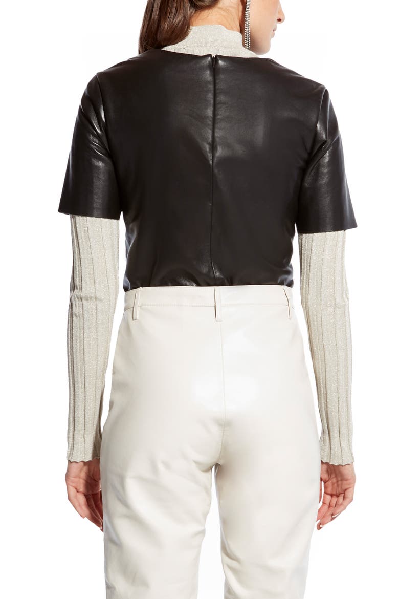 Felicity Recycled Leather V, Alternate, color, BLACK