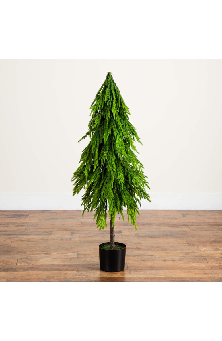 NEARLY NATURAL 4-ft Artificial Real Touch Down Swept Norfolk Pine Tree with Natural Look, Alternate, color, Green