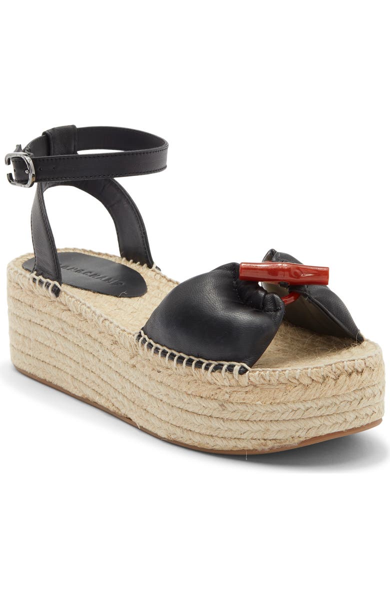 Longchamp Platform Espadrille Sandal, Main, color, Black