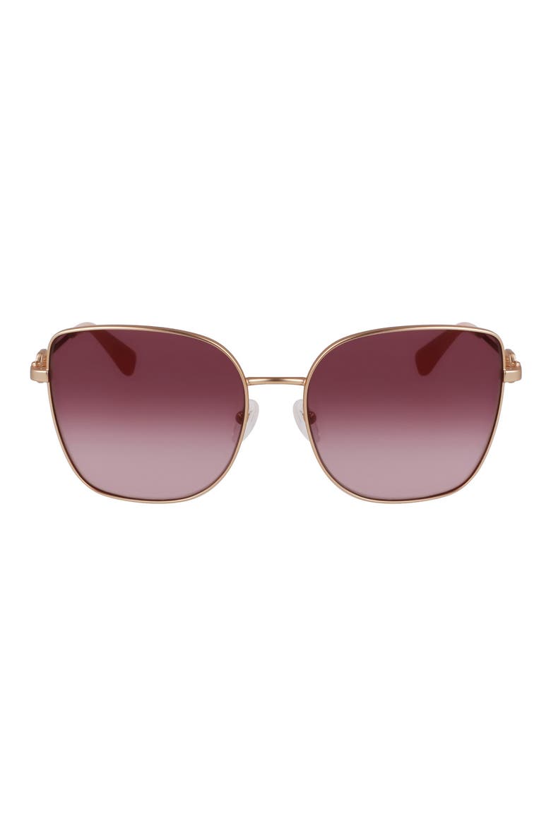 Foulonn 58mm Gradient Butterfly Sunglasses, Main, color, ROSE GOLD/GRADIENT BROWN