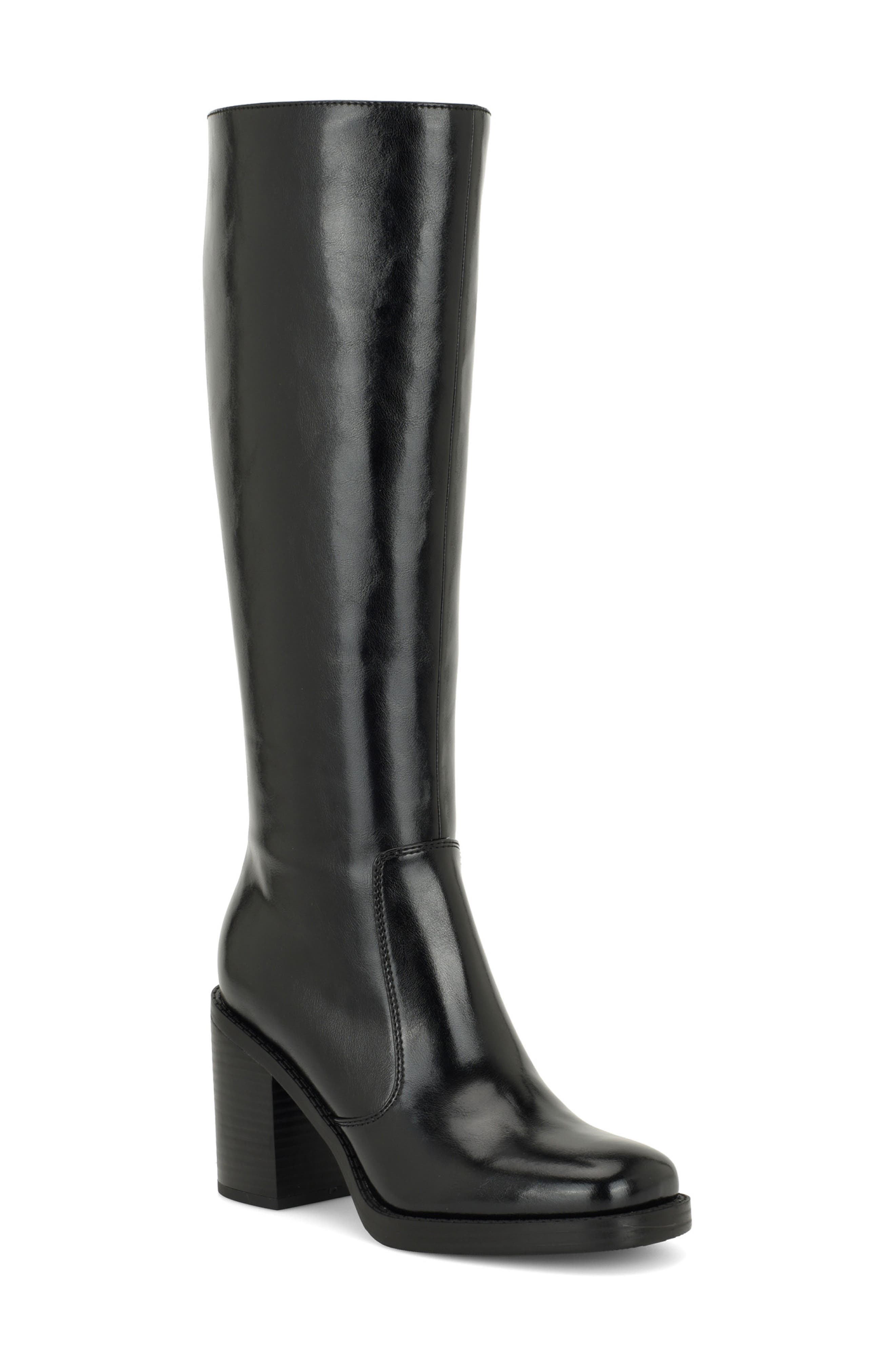 Balinda Faux Leather Knee High Boot, Main, color, BLACK