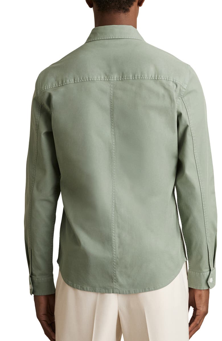 Reiss Malaki Stretch Twill Overshirt, Alternate, color, Sage Green