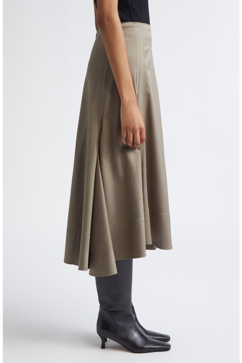 Janan Cotton Stretch Sateen Midi Skirt, Alternate, color, DARK FLAX