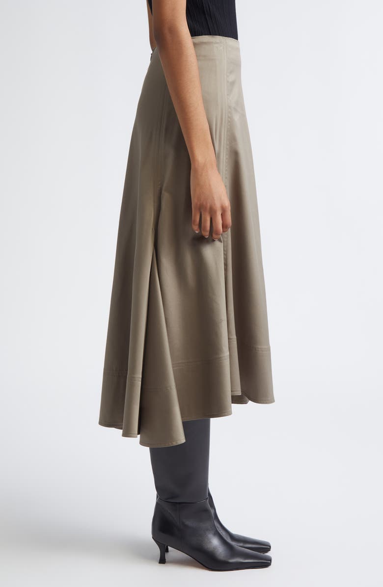 Proenza Schouler Janan Cotton Stretch Sateen Midi Skirt, Alternate, color, Dark Flax